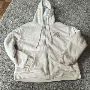 Cream Hooded Zip-Up Jacket